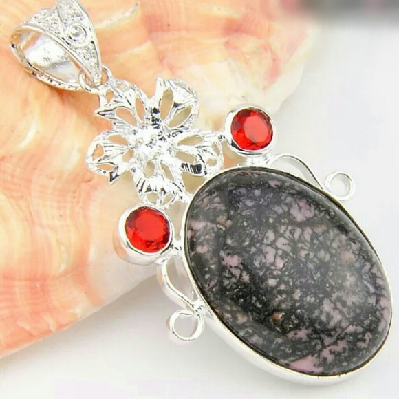 Oval Cut Rhodonite Pendant