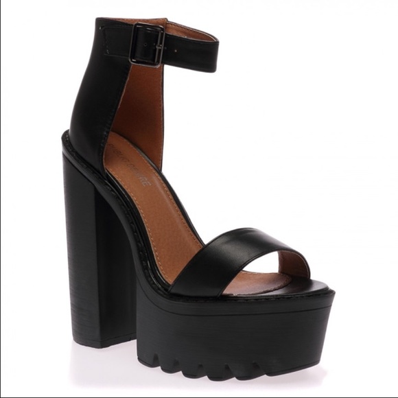 black cleated platform sandals