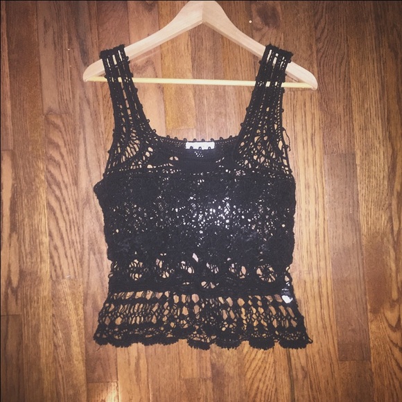 Black Crochet Tank