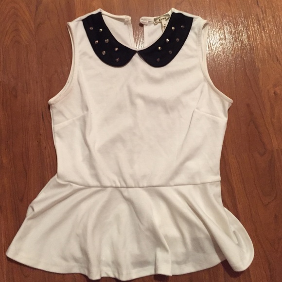 Kirra peplum top with studded collar