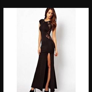 Sexy lace maxi dress with split