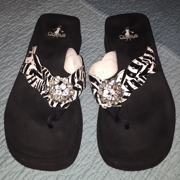 Zebra and Bling Flip Flops