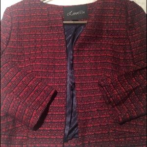 Red and navy tweed jacket
