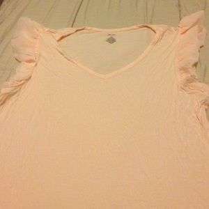 Pale pink ruffle sleeve tank top