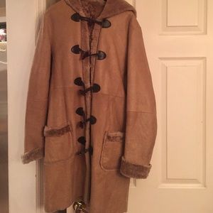 Shearling 3/4 length leather coat