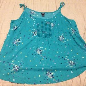Teal butterfly tank top