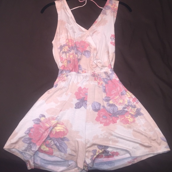 Light pink floral romper