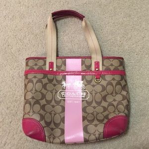 Tan and Pink Coach Purse