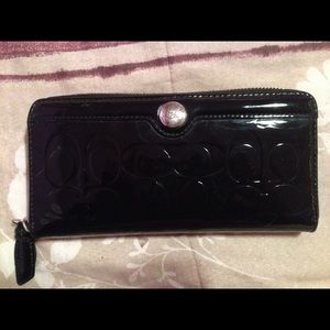 Black leather authentic coach wallet