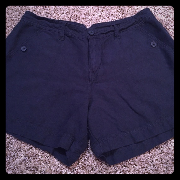 Navy Blue Linen Shorts