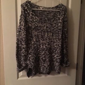 Navy and White Knit Top