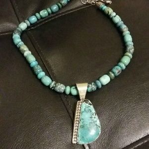 Turquoise and silver necklace