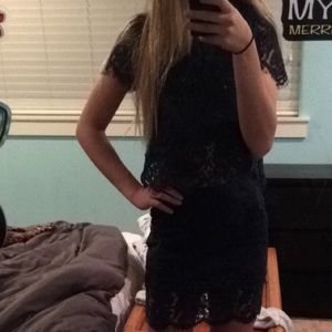 navy two piece lace dress