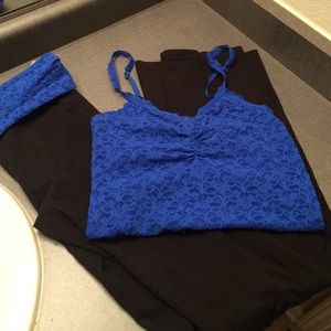 Bundle set pajama lounge yoga Aerie lace blue S