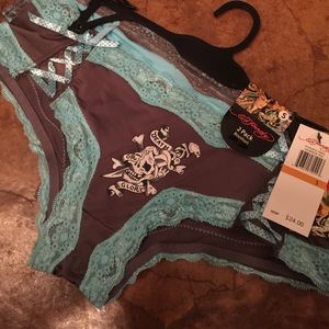 Ed Hardy "death or glory" panties - 2 pack!