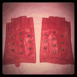 Red Faux Leather Driving Gloves
