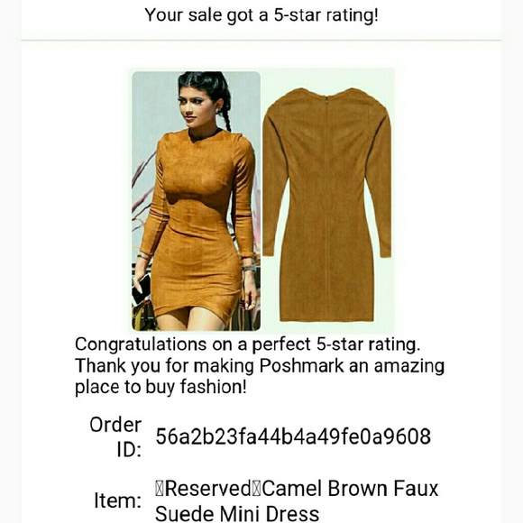 XS Kylie Jenner Long Sleeve Faux Suede Mini Dress - Picture 4 of 4