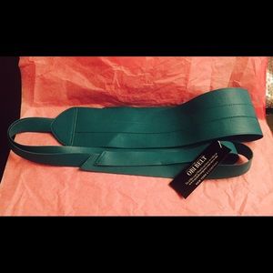 3 way "obi" belt in faux leather turquoise