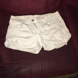 White lightweight denim shorts