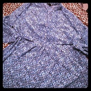 L/S Blue Floral Tunic w/ tie