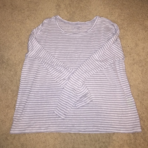 grey and white shirt