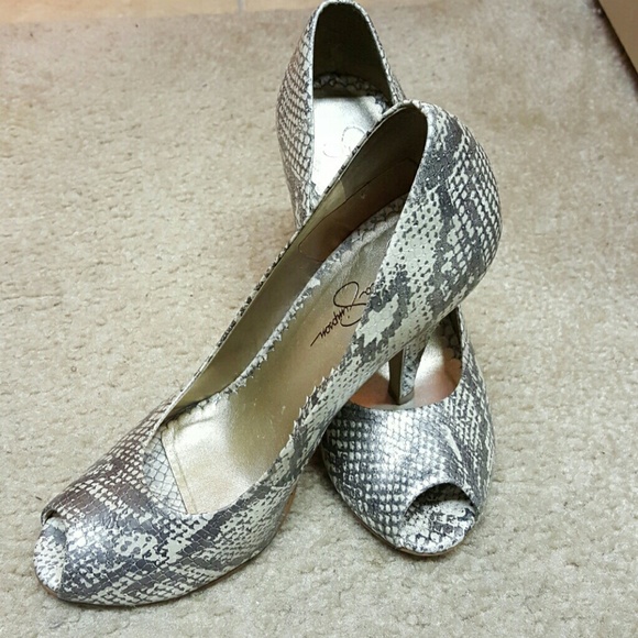 Peep Toe Python Pumps - image 2