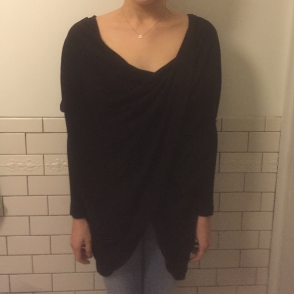 Black Long Sleeve Wrap Top - Picture 1 of 3