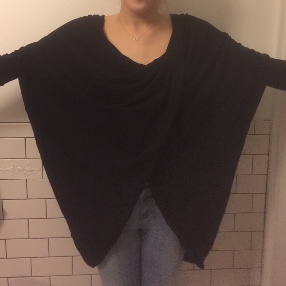 Black Long Sleeve Wrap Top - Picture 2 of 3