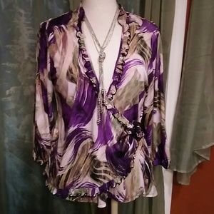 Notations Plus Size XL Womens Twofer Blouse