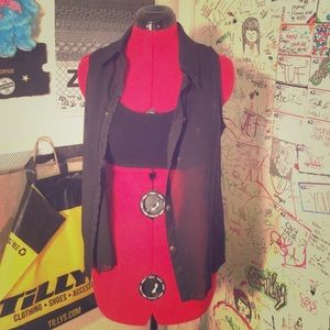 Black sleeveless with light gold cross prints