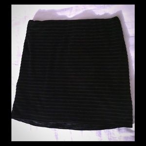 Black velvet mini skirt