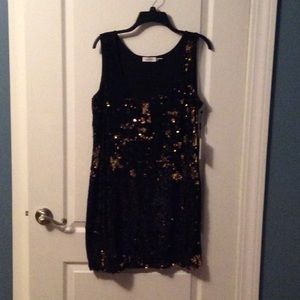 Brand new black and gold sequin dress