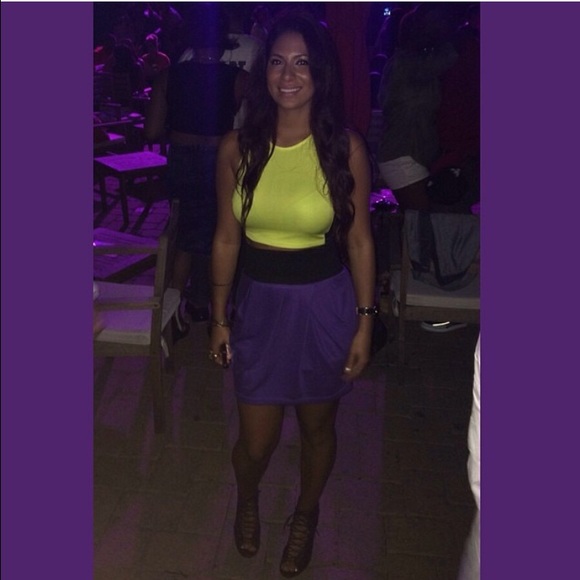 High waisted black & purple skirt - Picture 2 of 3