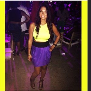 High waisted black & purple skirt