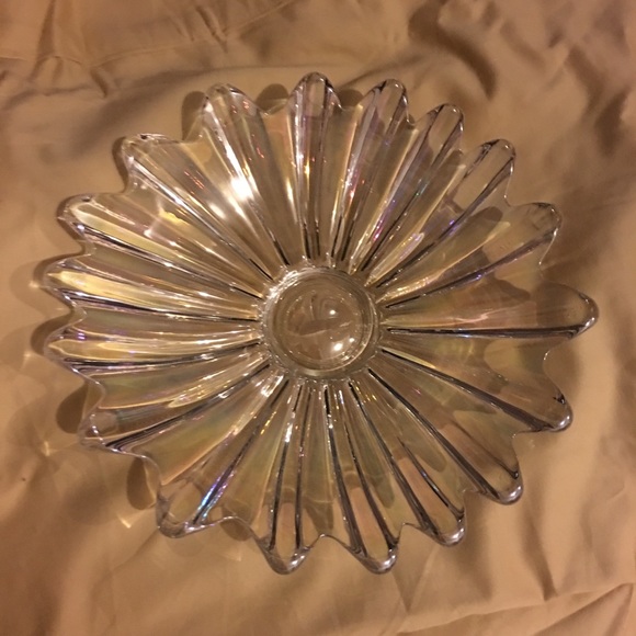 Antique carnival glass serving dish.