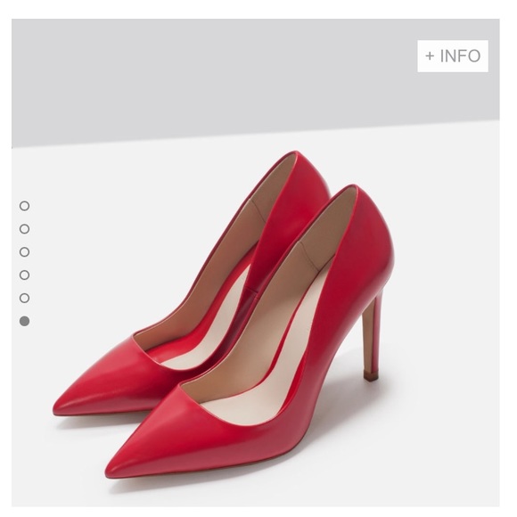 red leather court shoes