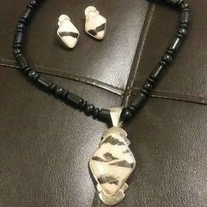 Stone earring and necklace set.