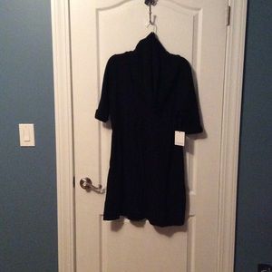 Black, cowl neck, short sleeve, sweater dress