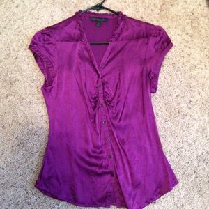 Purple short sleeve business casual button down