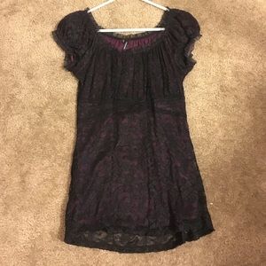 Purple and black lace top