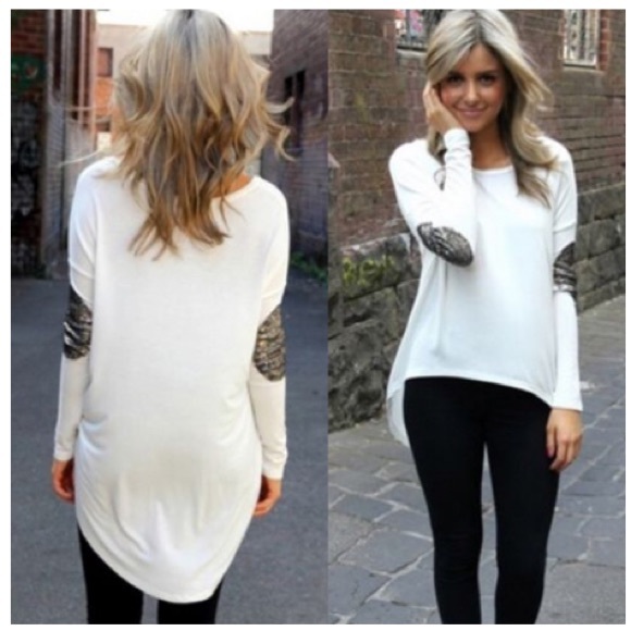 White elbow patch shirt
