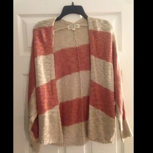 Wide striped open sweater