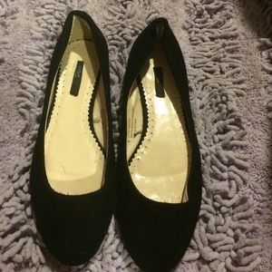 Black wool flats