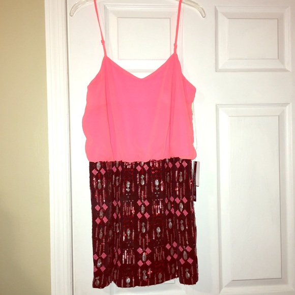 Hot pink tank dress.