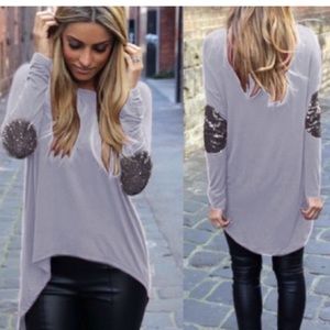 Grey elbow patch top