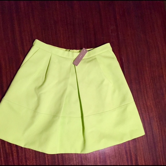NWT J Crew lime green skirt with exposed zip