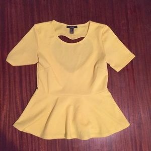 Exposed back sunflower yellow peplum top