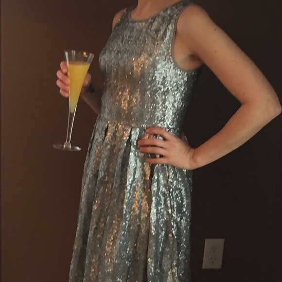 Silver chain mail sequin dress