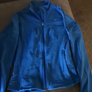 Blue zip-up athletic sweatshirt