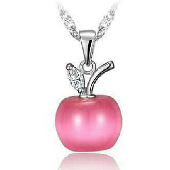 Jewelry - Opal Cat Eye 925 Sterling Silver Apple Pendant